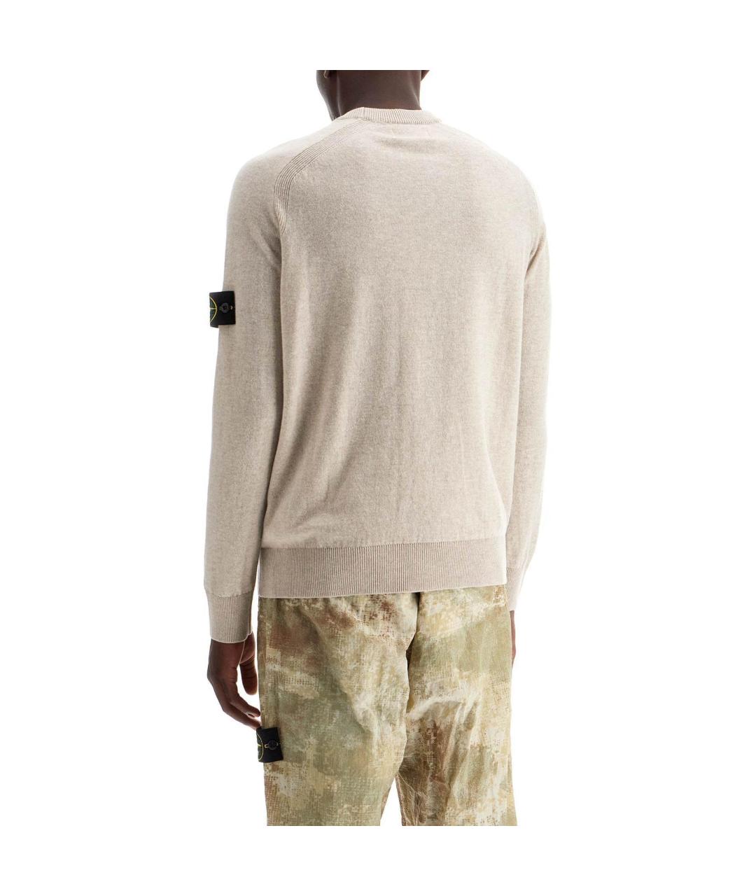 STONE ISLAND Бежевый шерстяной джемпер / свитер, фото 2
