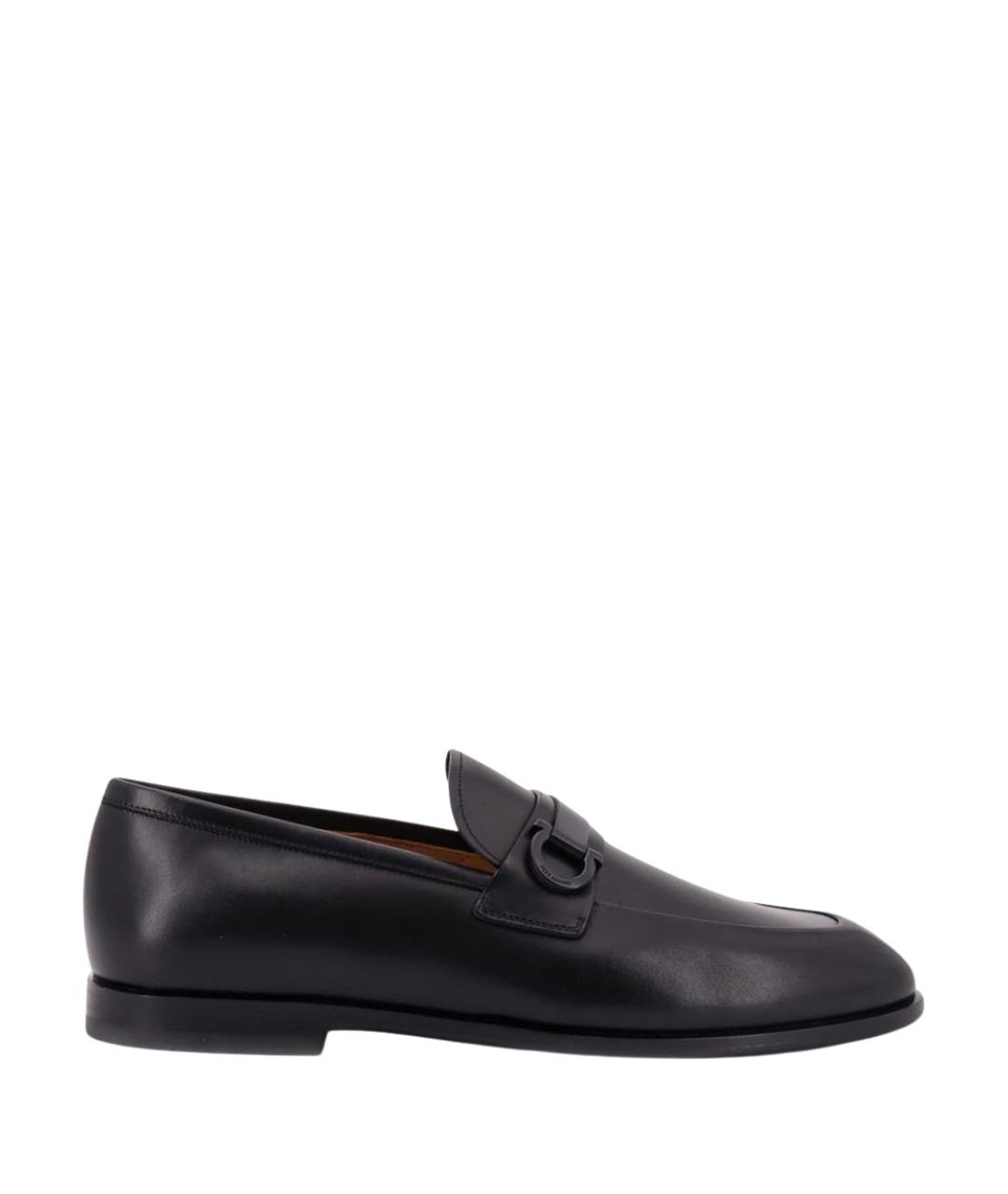 FERRAGAMO Черные кожаные лоферы, фото 1