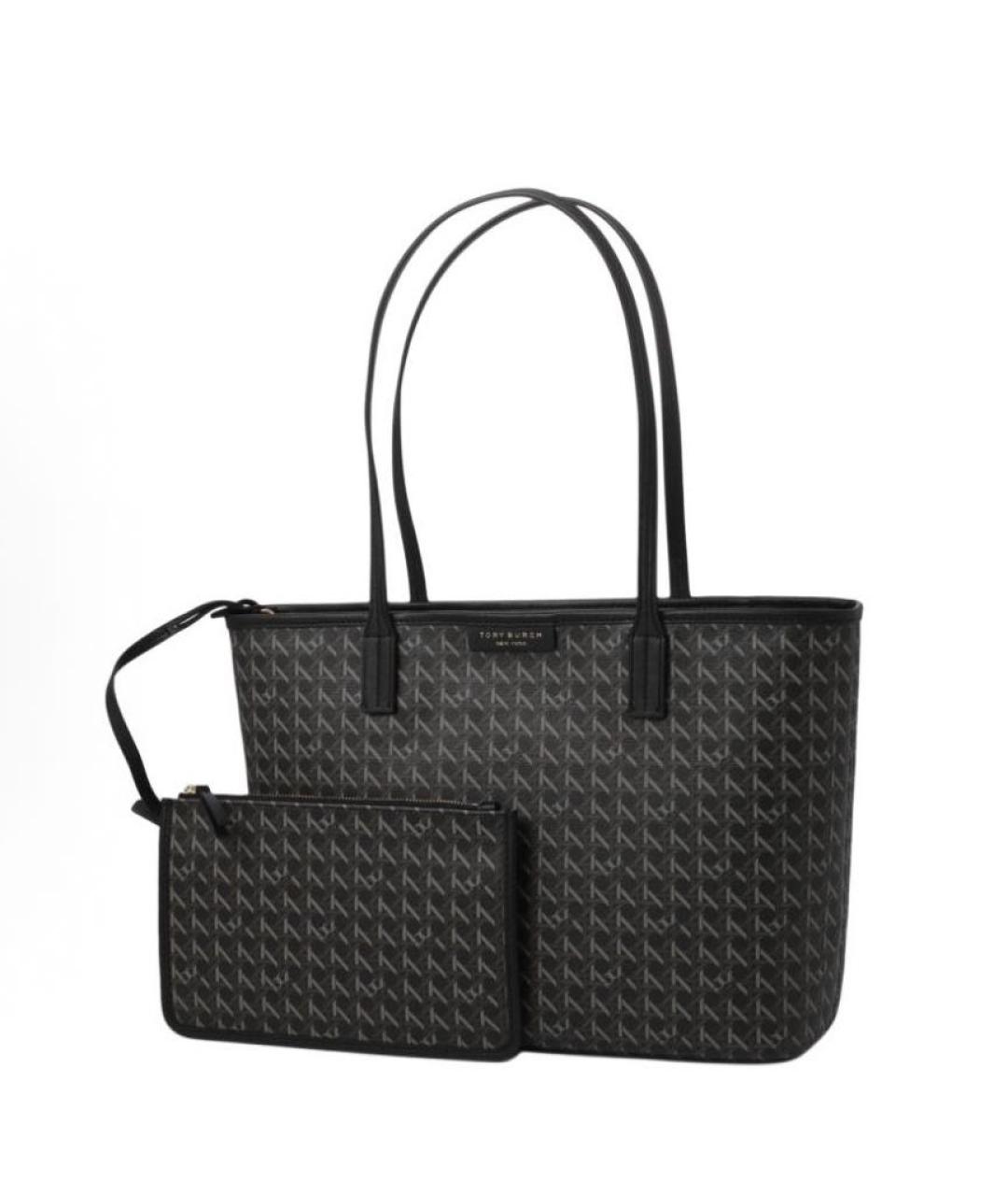 TORY BURCH Черная сумка тоут из искусственной кожи, фото 3