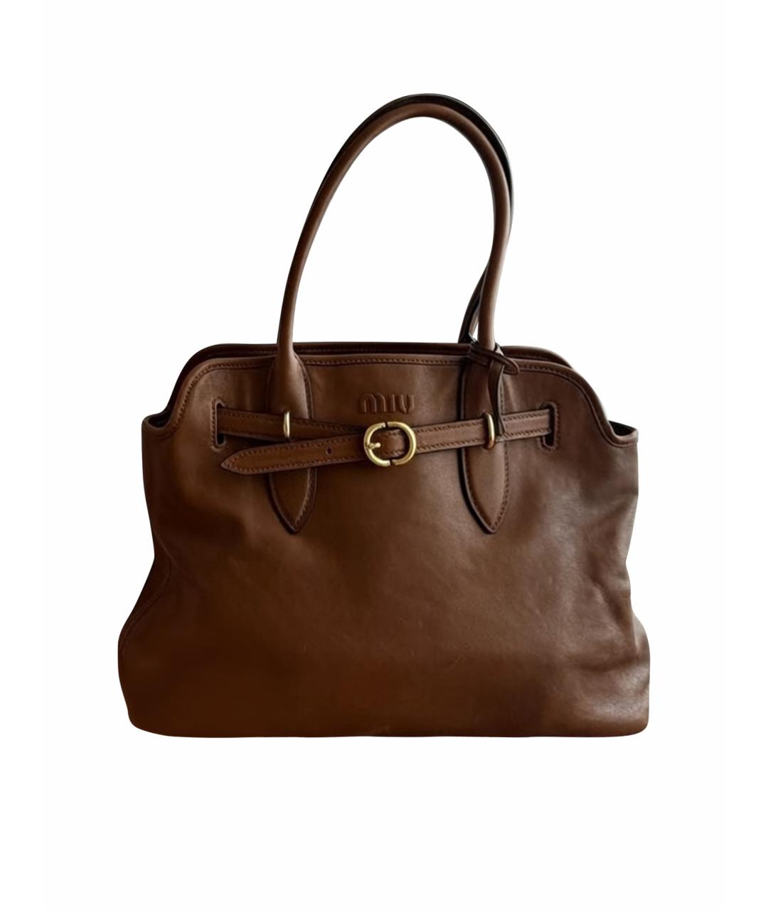 MIU MIU Коричневая кожаная сумка тоут, фото 5