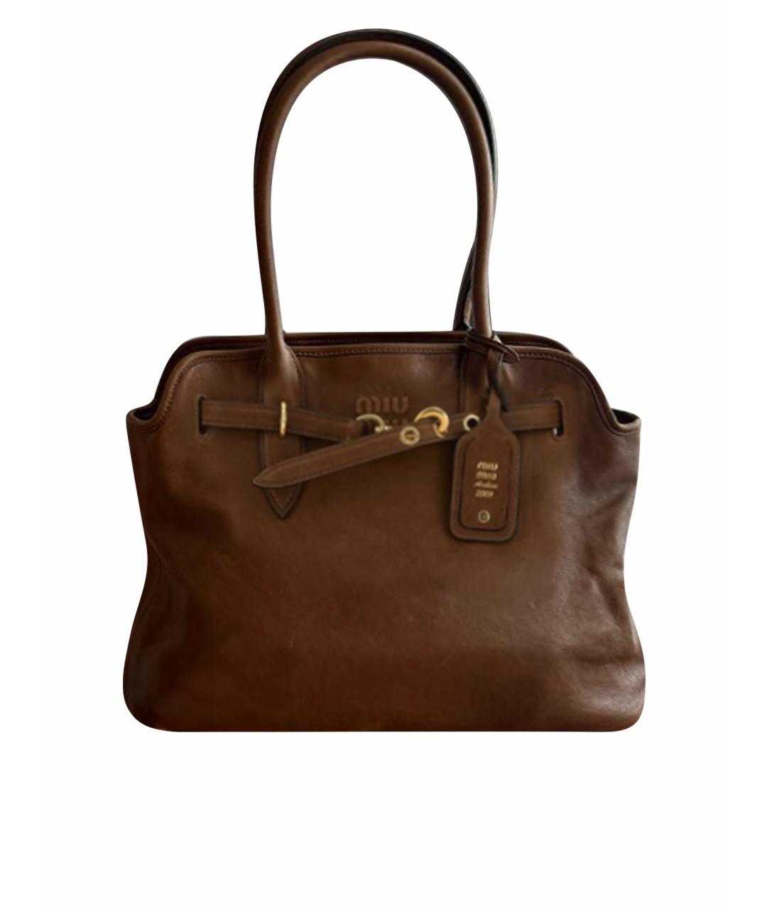 MIU MIU Коричневая кожаная сумка тоут, фото 1