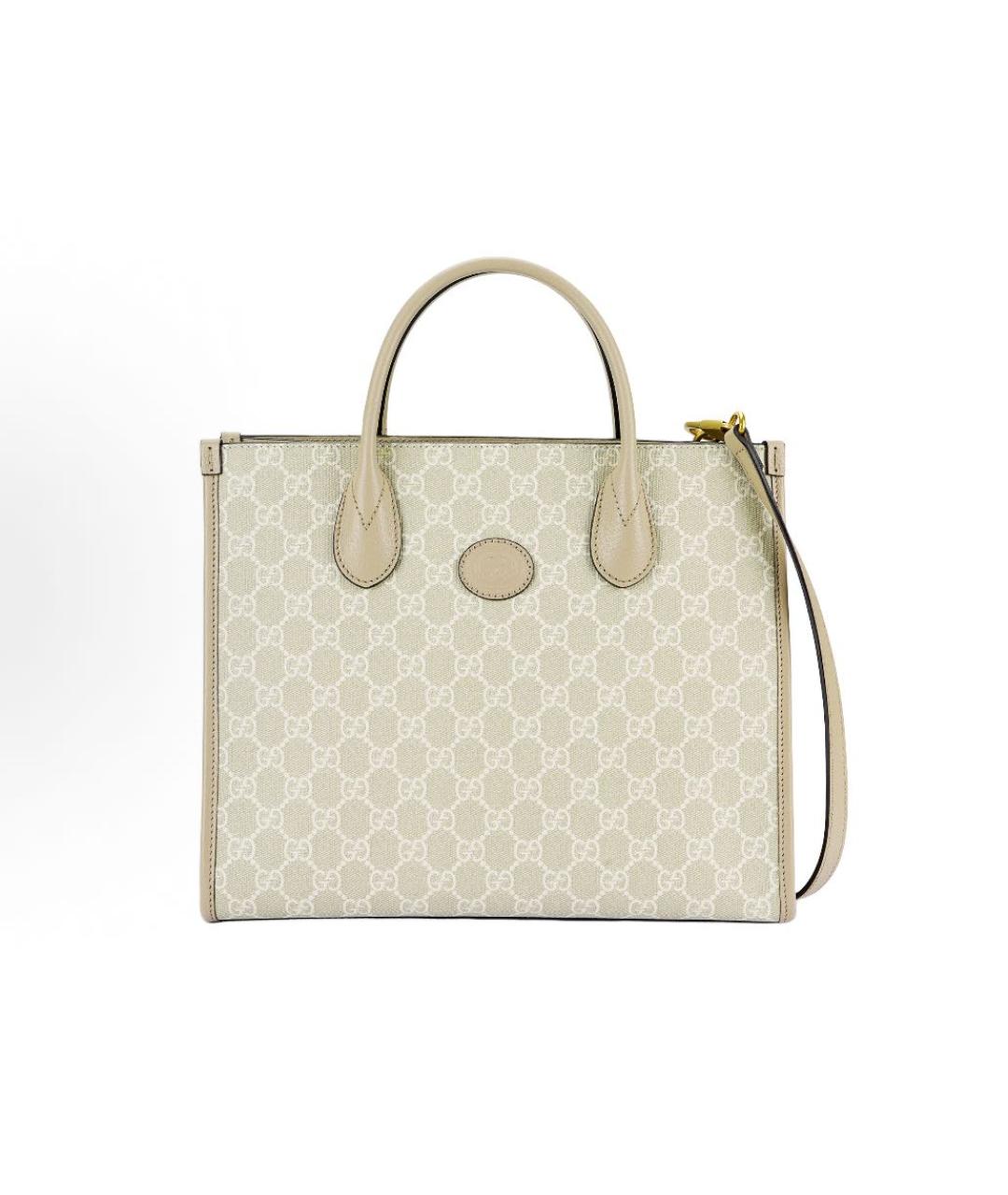 GUCCI Бежевая кожаная сумка тоут, фото 5