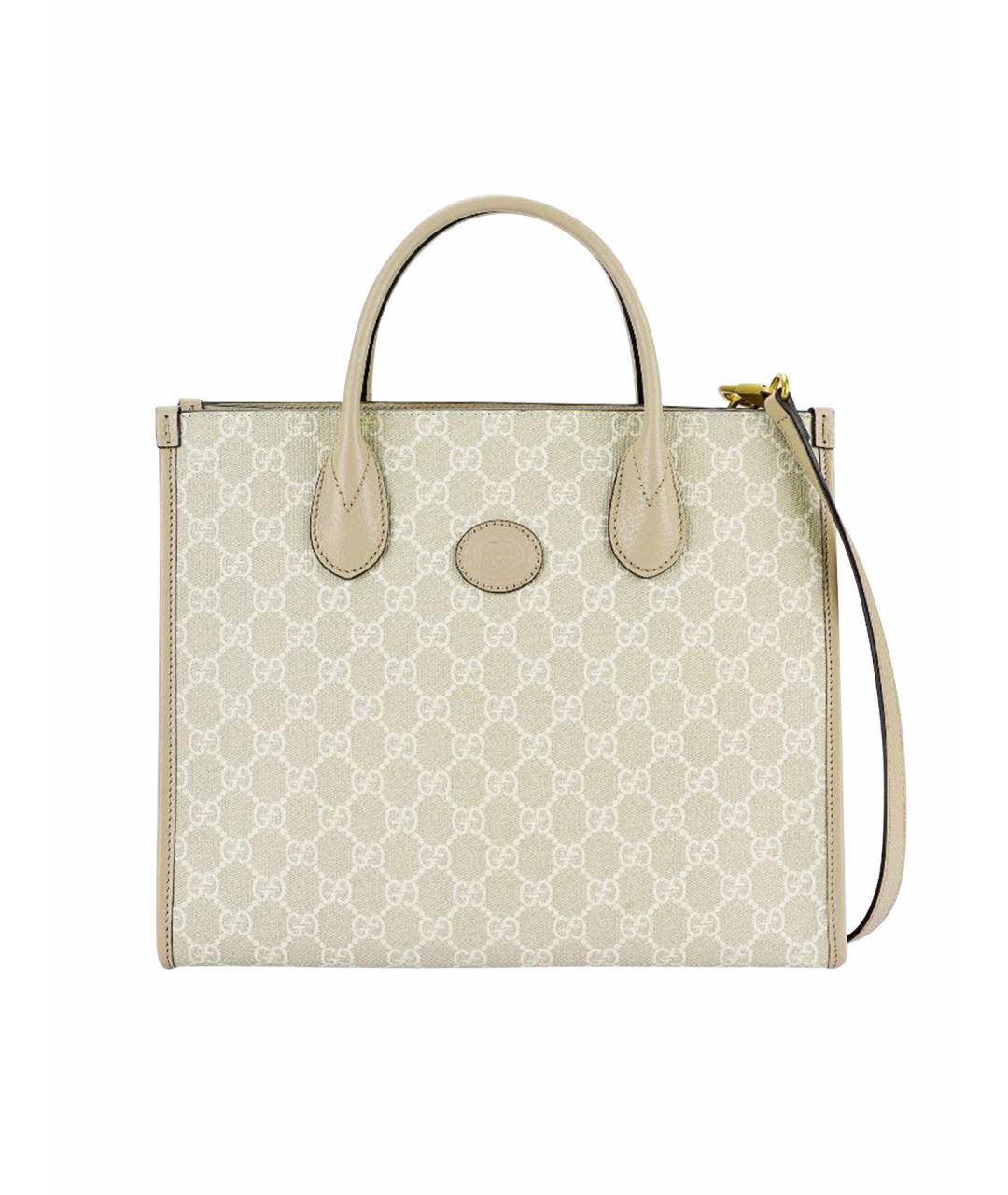 GUCCI Бежевая кожаная сумка тоут, фото 1