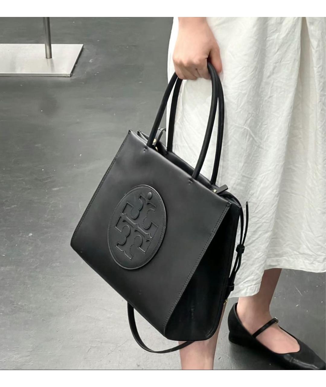TORY BURCH Черная кожаная сумка тоут, фото 7