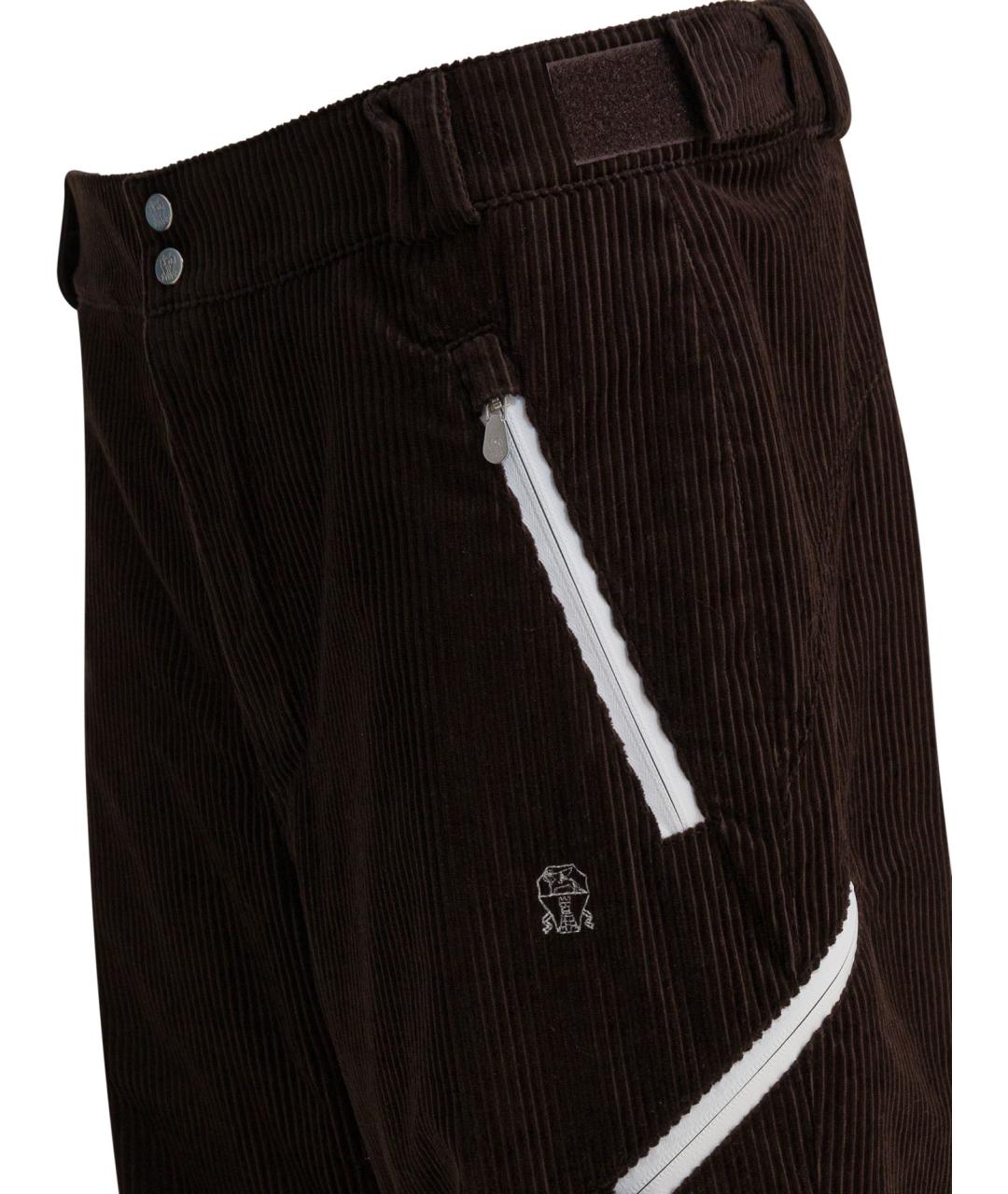 BRUNELLO CUCINELLI Коричневые хлопковые повседневные брюки, фото 4