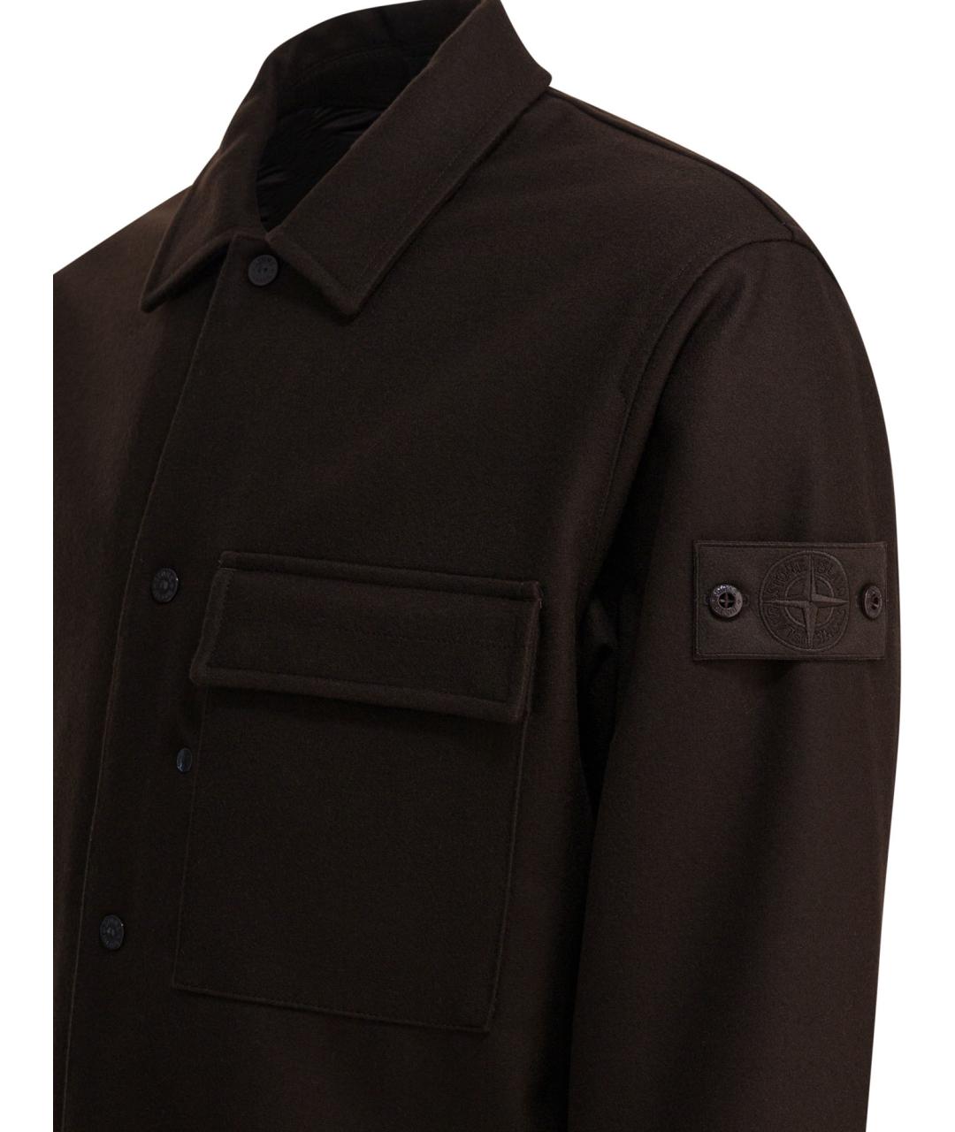 STONE ISLAND Коричневое шерстяное пальто, фото 4