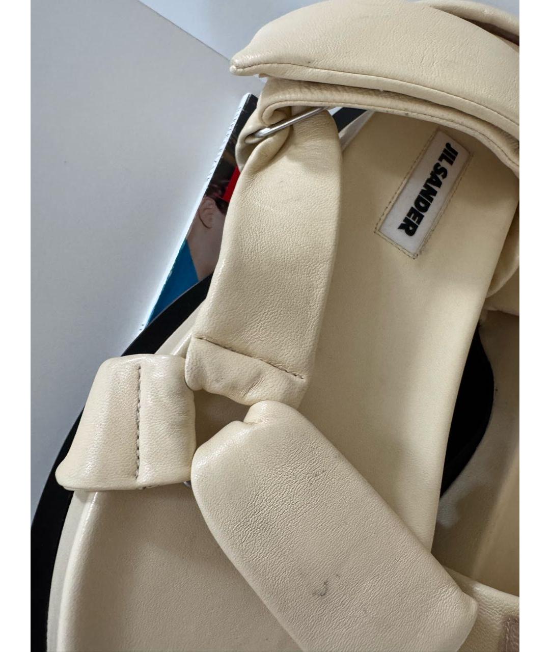 JIL SANDER Бежевые кожаные сандалии, фото 5