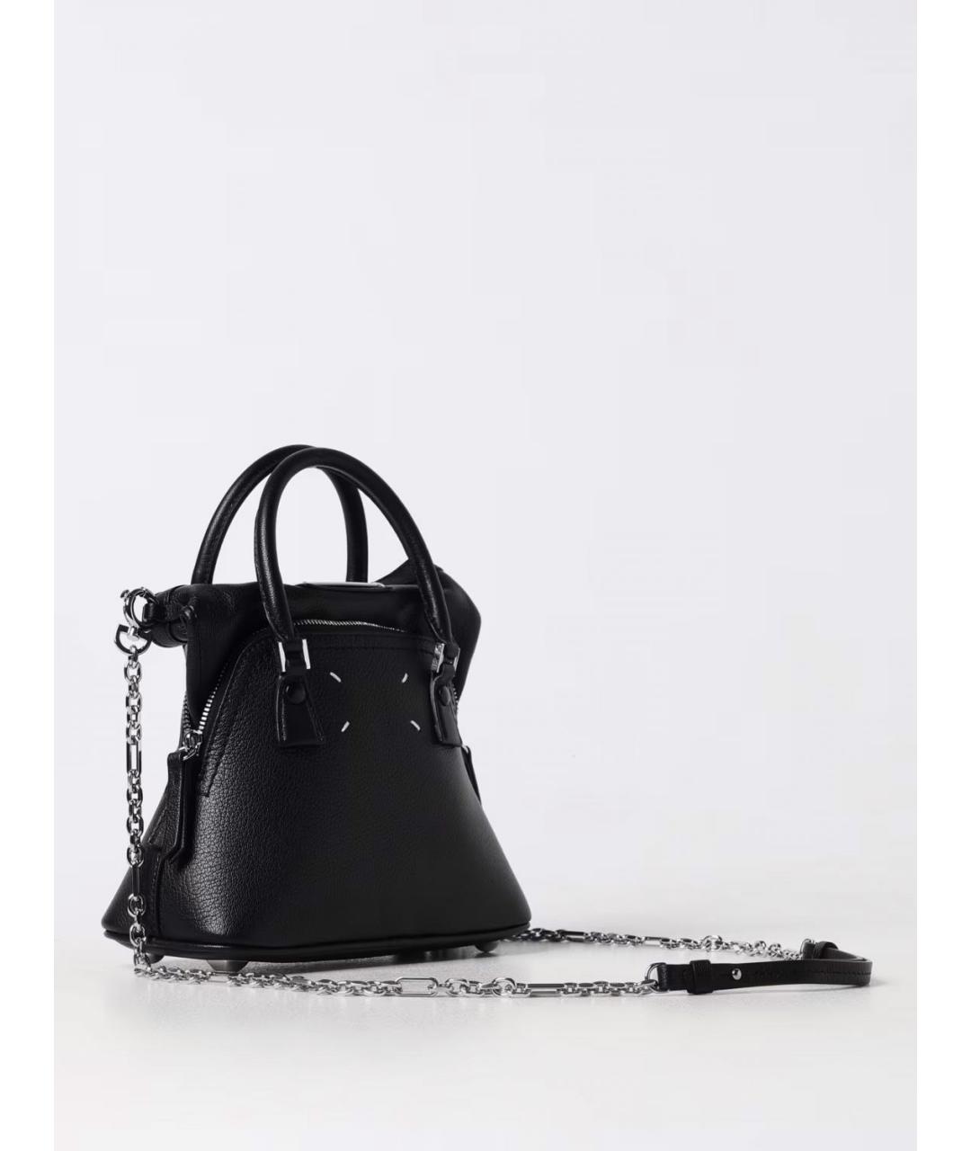 MAISON MARGIELA Черная кожаная сумка тоут, фото 3