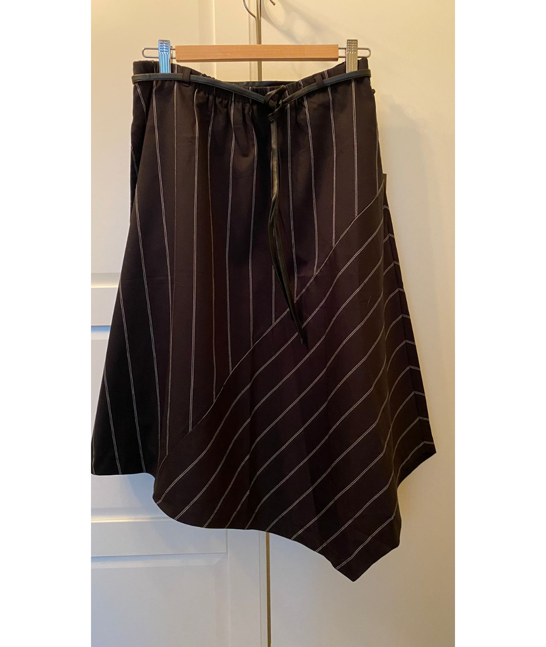 DKNY Черная хлопко-эластановая юбка миди, фото 3