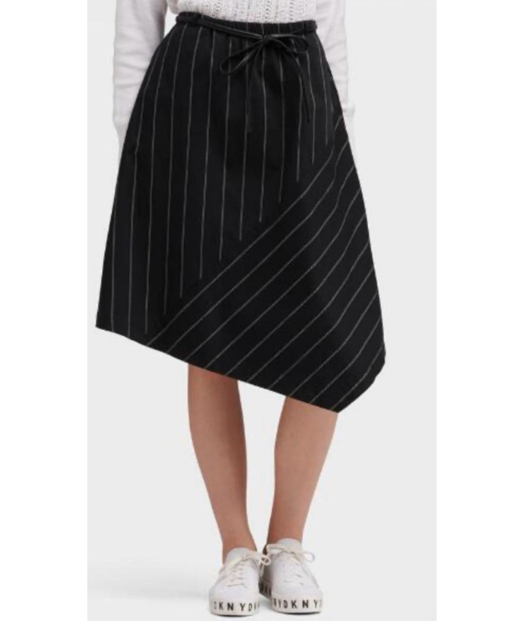 DKNY Черная хлопко-эластановая юбка миди, фото 2