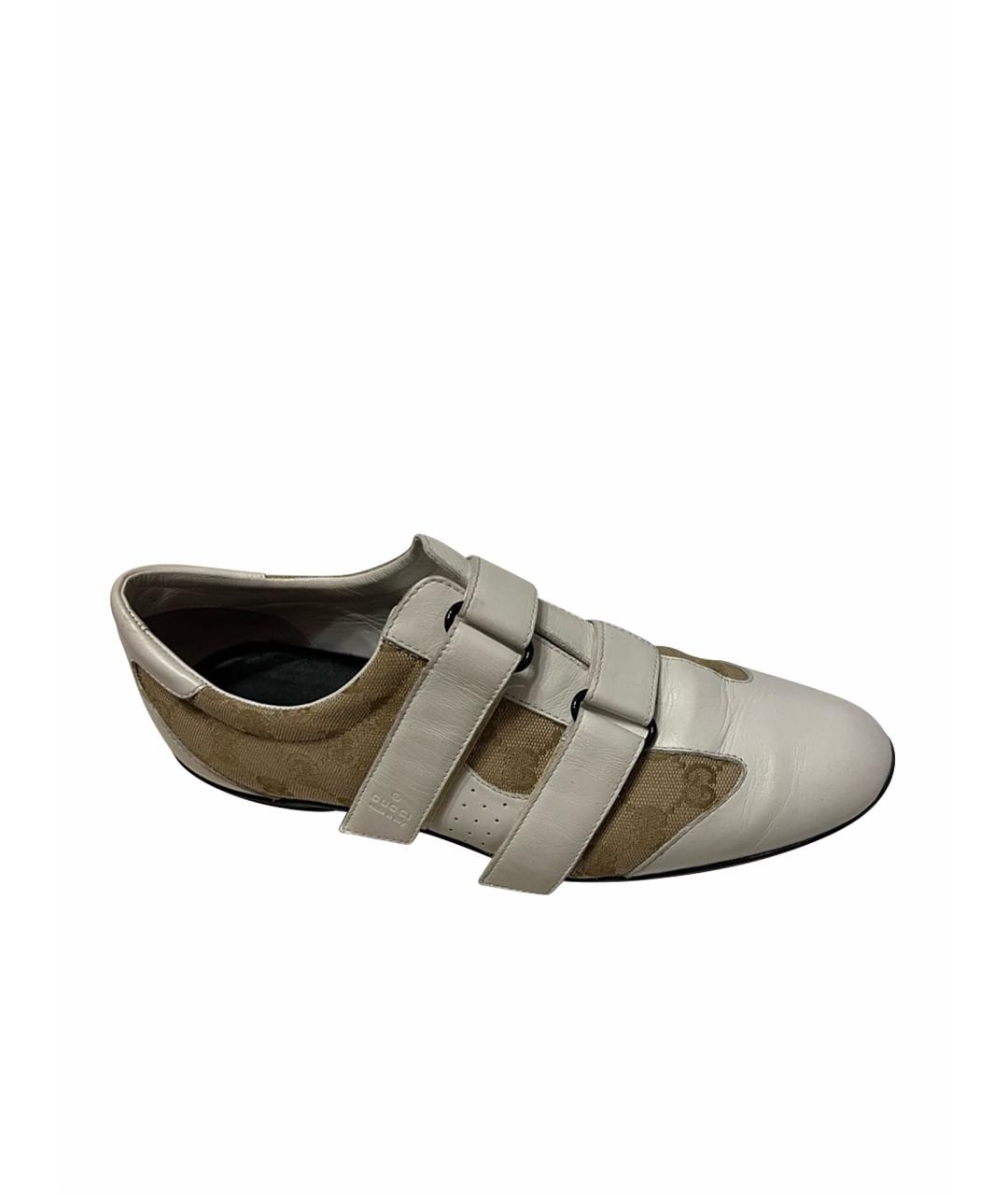 GUCCI Белые кожаные низкие кроссовки / кеды, фото 1