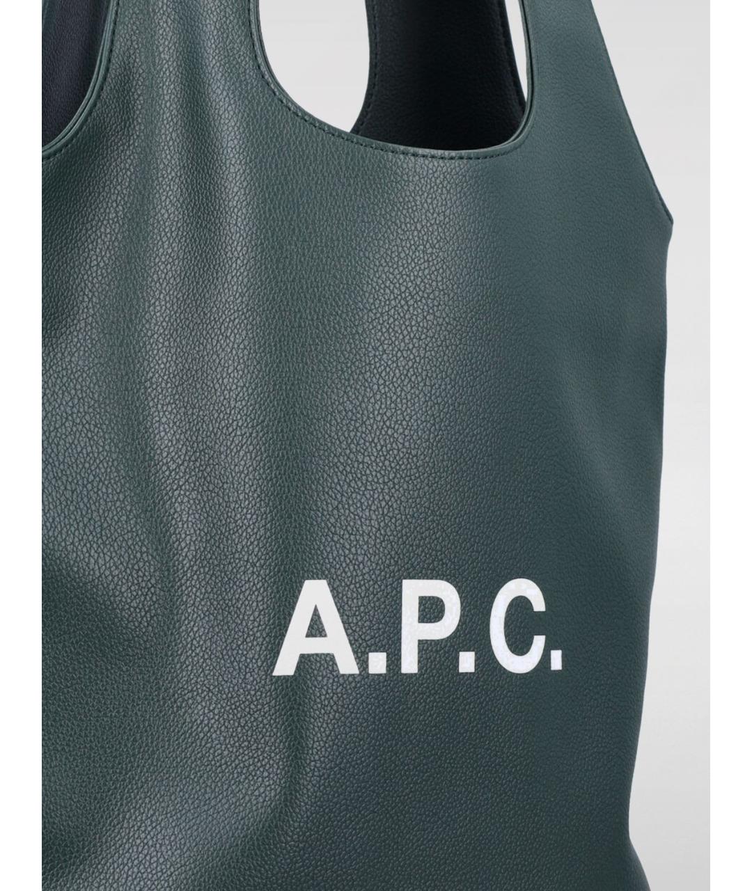 A.P.C. Зеленая сумка тоут из искусственной кожи, фото 3