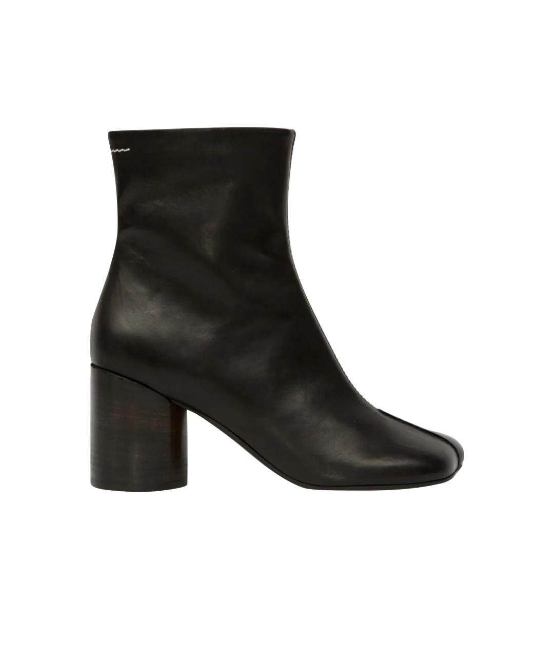 MM6 MAISON MARGIELA Черные кожаные ботинки, фото 1