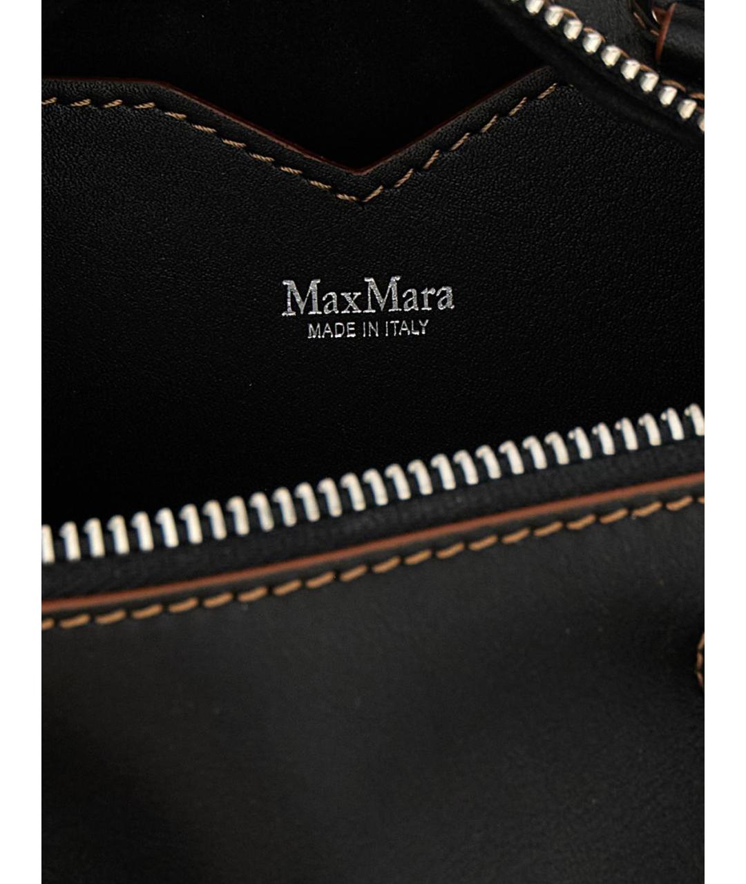 MAX MARA Черная кожаная сумка тоут, фото 4