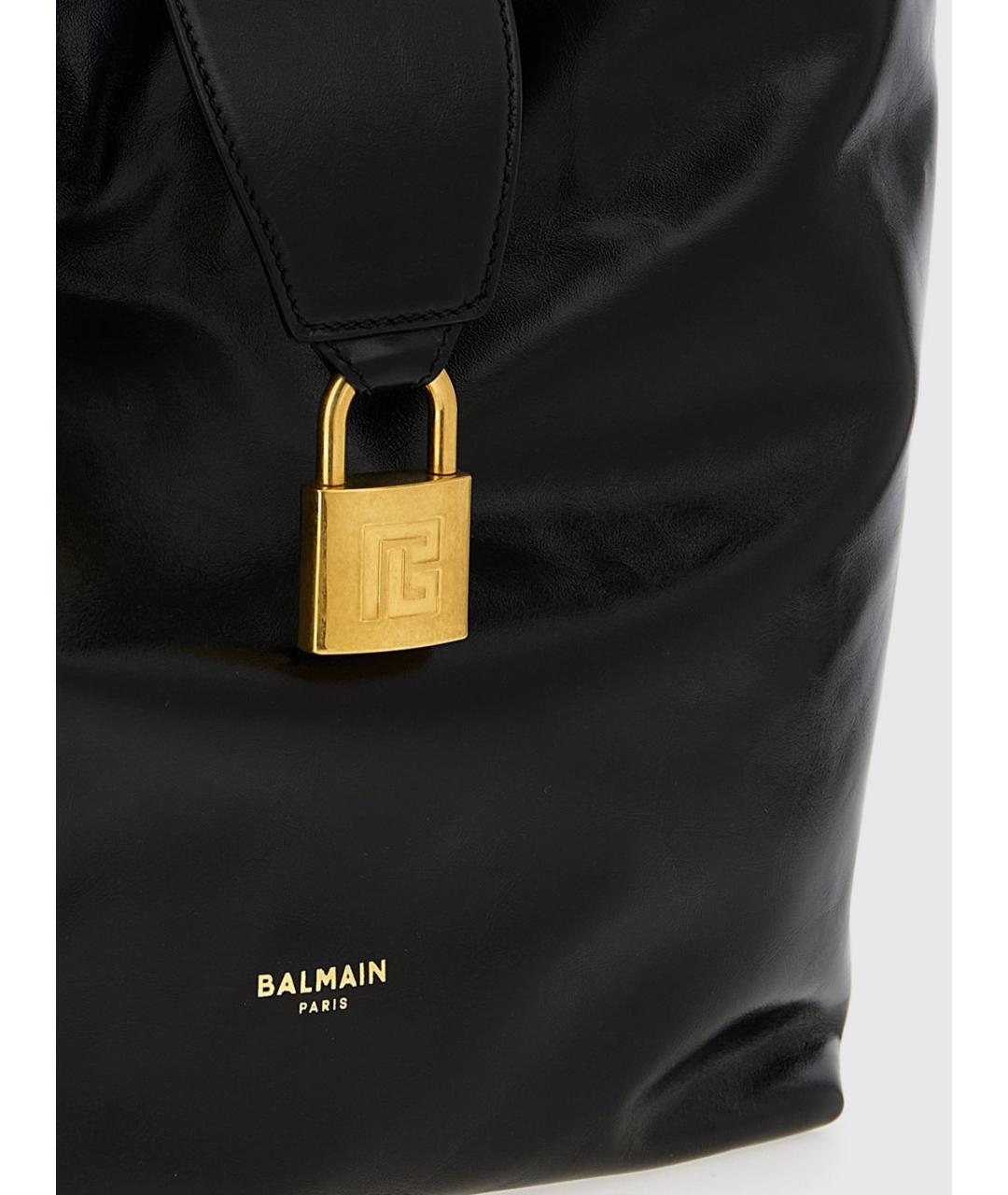 BALMAIN Черная кожаная сумка с короткими ручками, фото 2