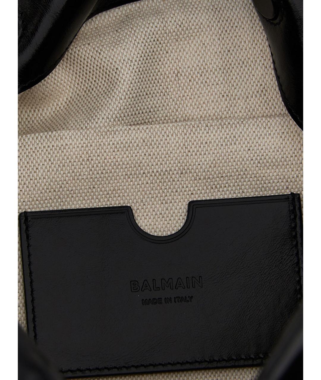 BALMAIN Черная кожаная сумка с короткими ручками, фото 4