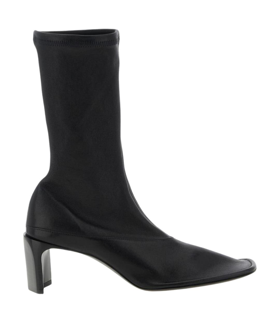 JIL SANDER Черные кожаные ботильоны, фото 1