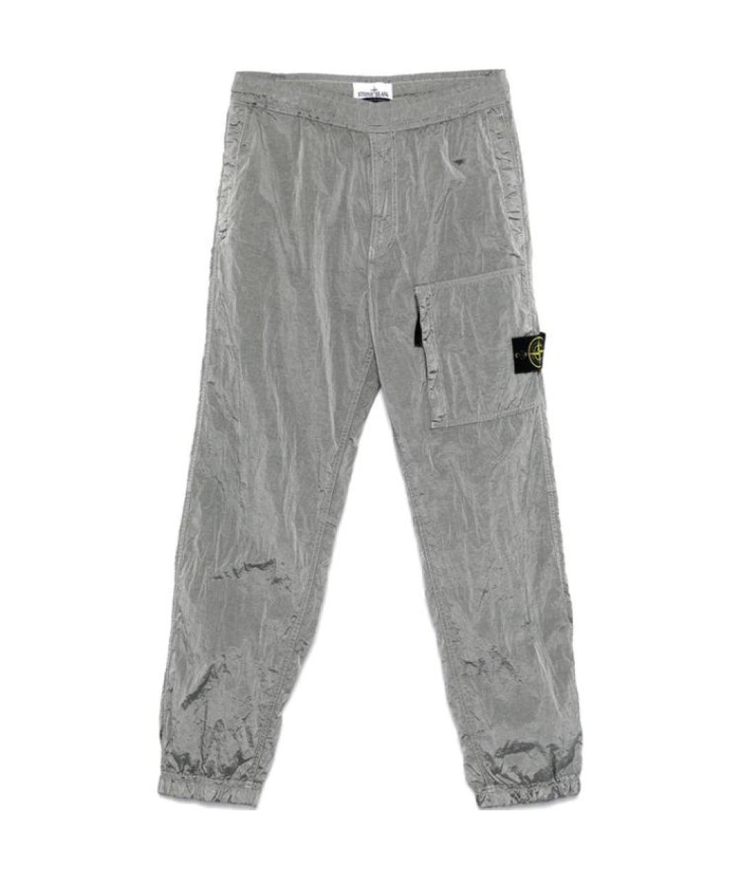 STONE ISLAND Серебряные повседневные брюки, фото 1