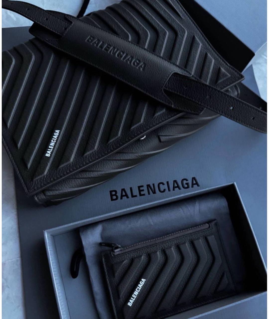 BALENCIAGA Черная кожаная сумка через плечо, фото 2