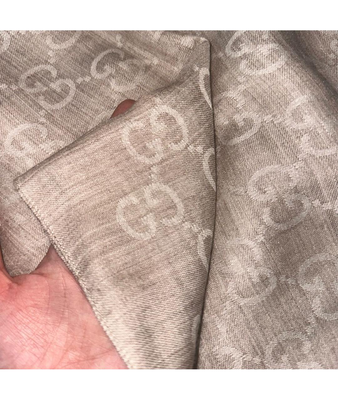 GUCCI Бежевый шарф, фото 7