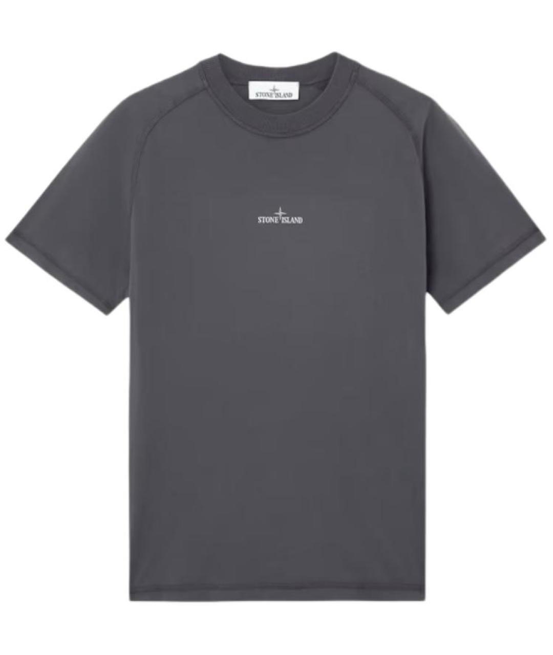 STONE ISLAND Серая хлопковая футболка, фото 1