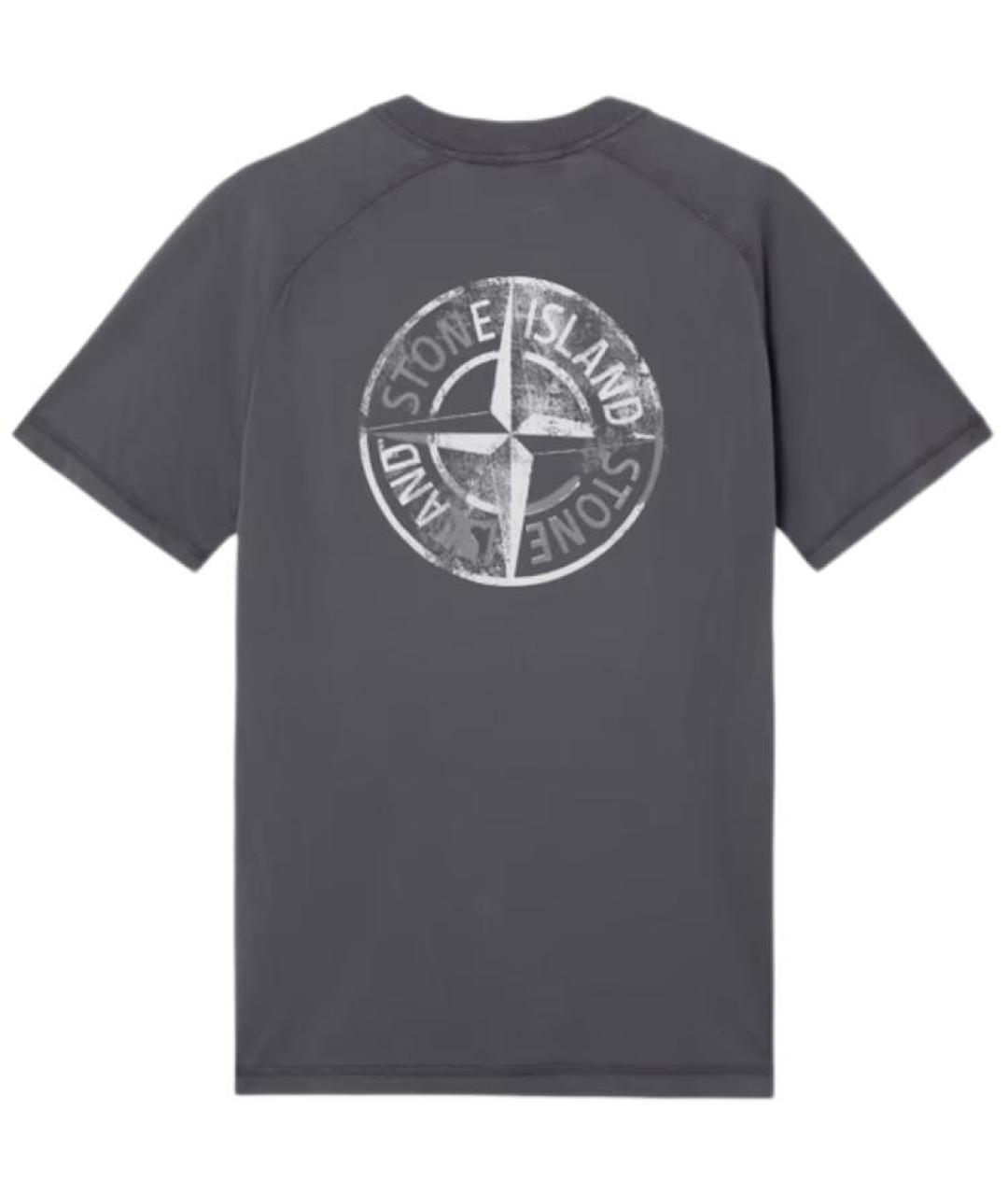 STONE ISLAND Серая хлопковая футболка, фото 2