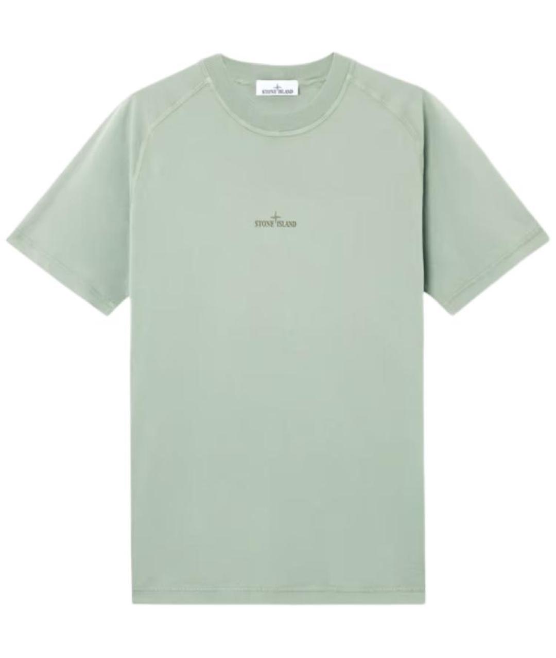STONE ISLAND Салатовая хлопковая футболка, фото 1
