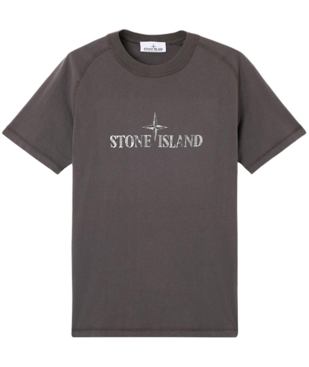 STONE ISLAND Серая хлопковая футболка, фото 1