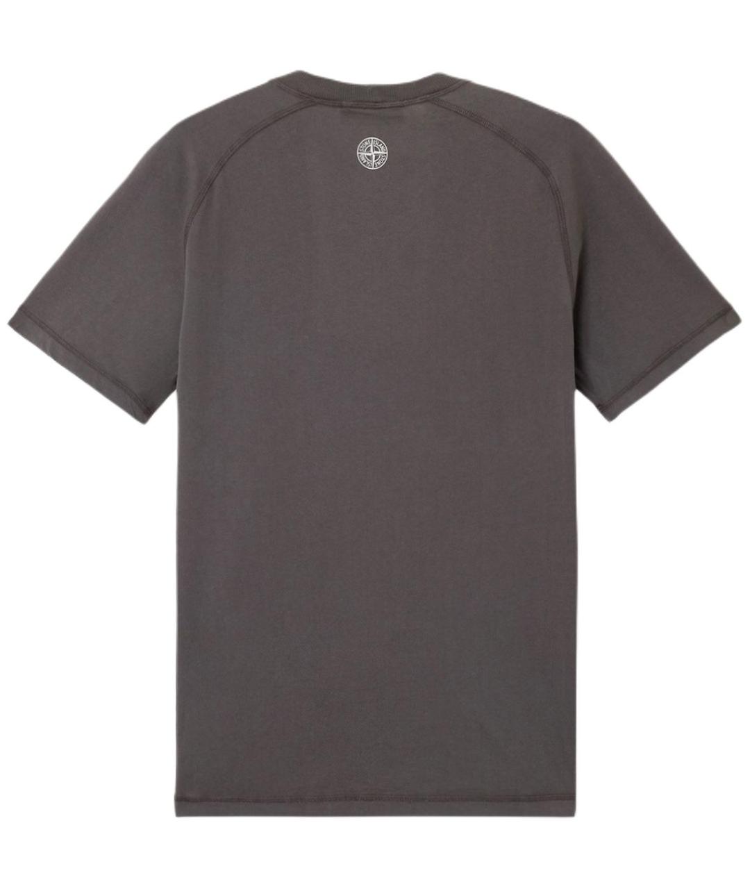 STONE ISLAND Серая хлопковая футболка, фото 2