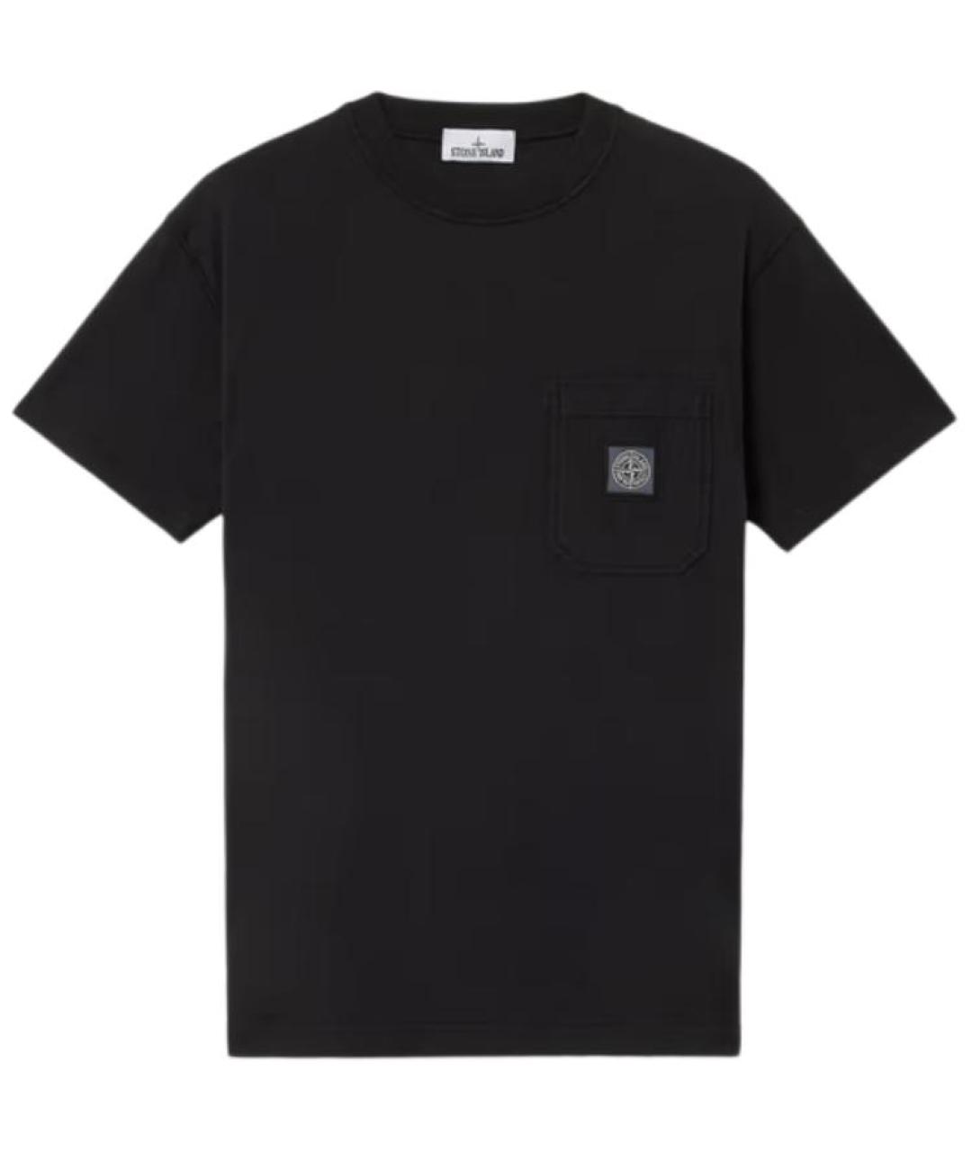 STONE ISLAND Черная хлопковая футболка, фото 1