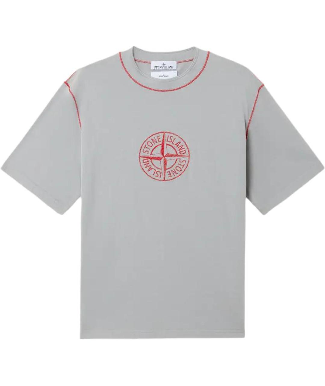 STONE ISLAND Серая хлопковая футболка, фото 1
