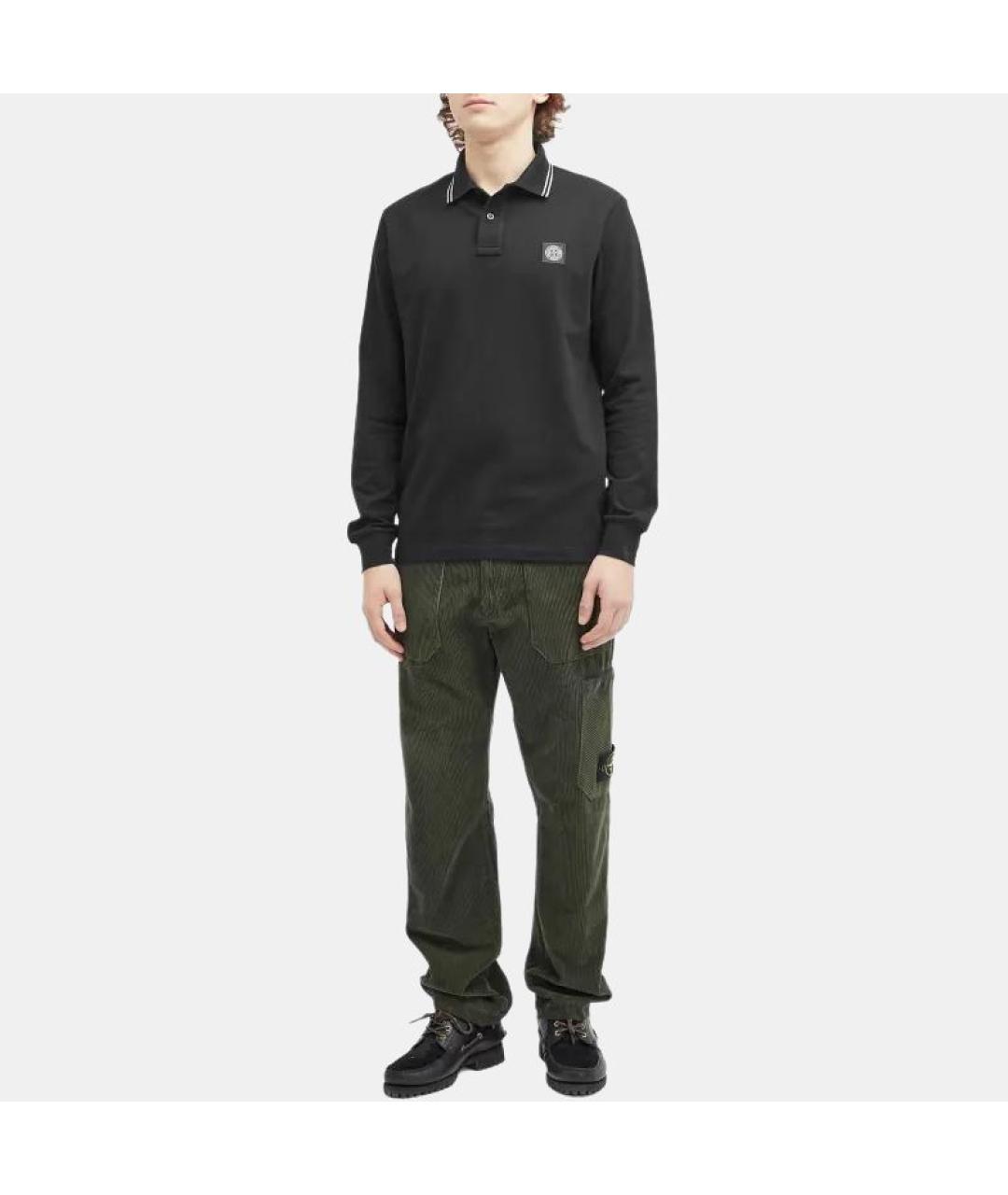 STONE ISLAND Черное поло с длинным рукавом, фото 4