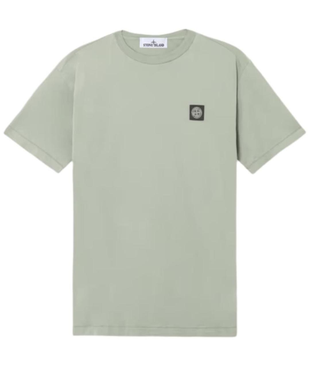 STONE ISLAND Салатовая хлопковая футболка, фото 1