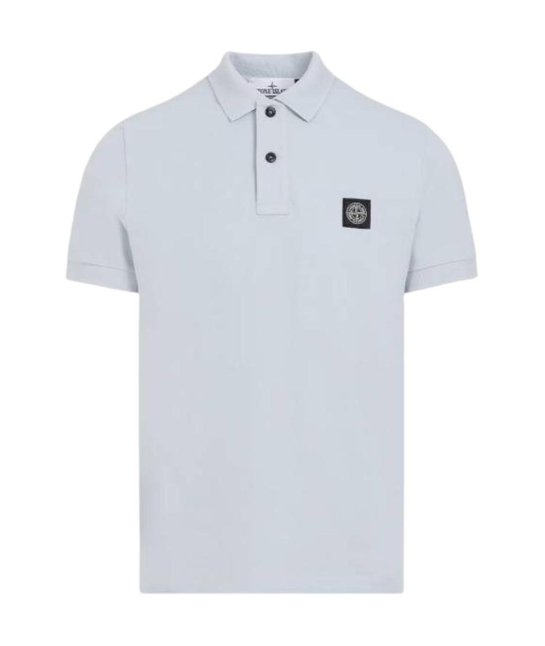 STONE ISLAND Голубое хлопковое поло с коротким рукавом, фото 1