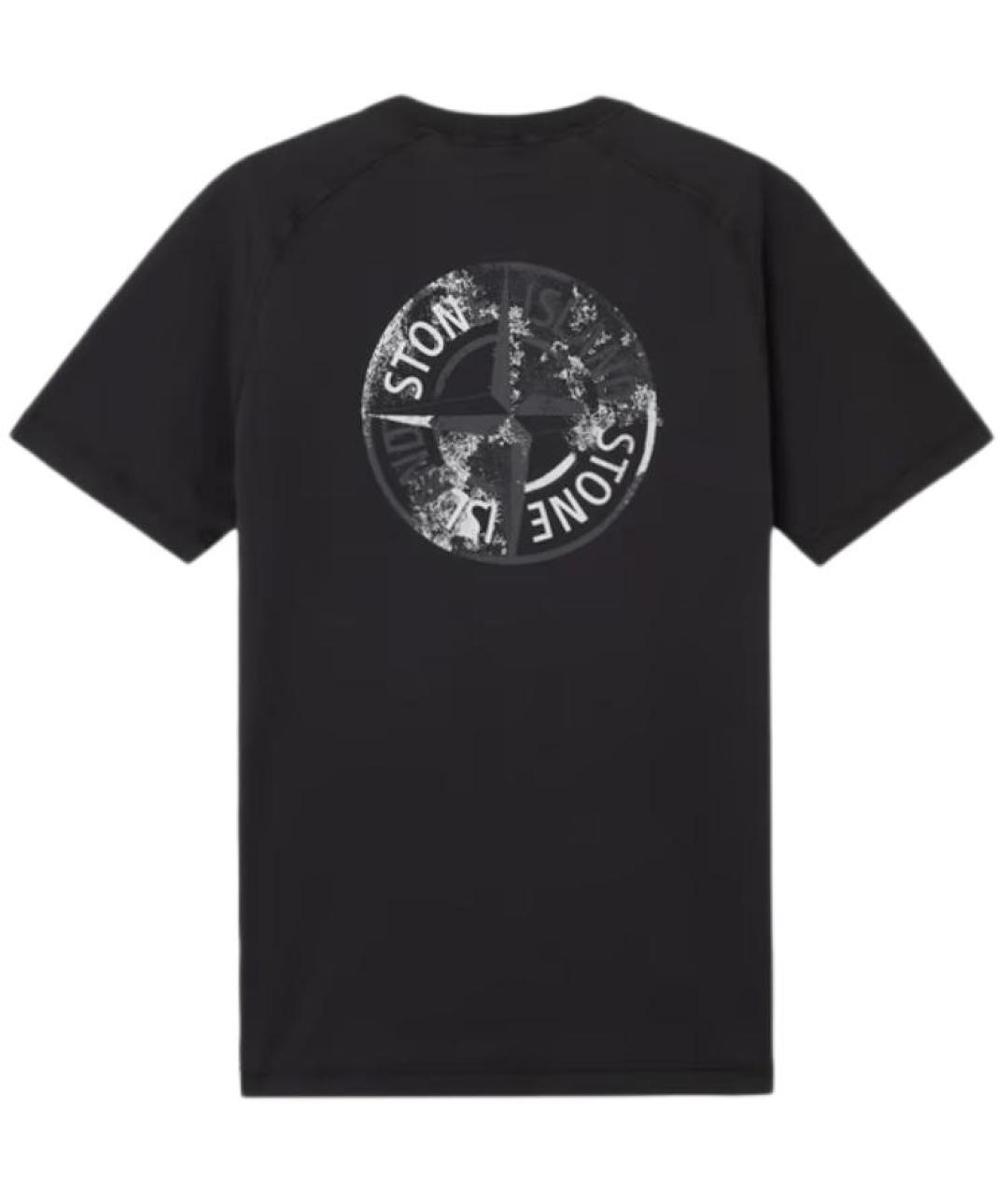 STONE ISLAND Черная хлопковая футболка, фото 2