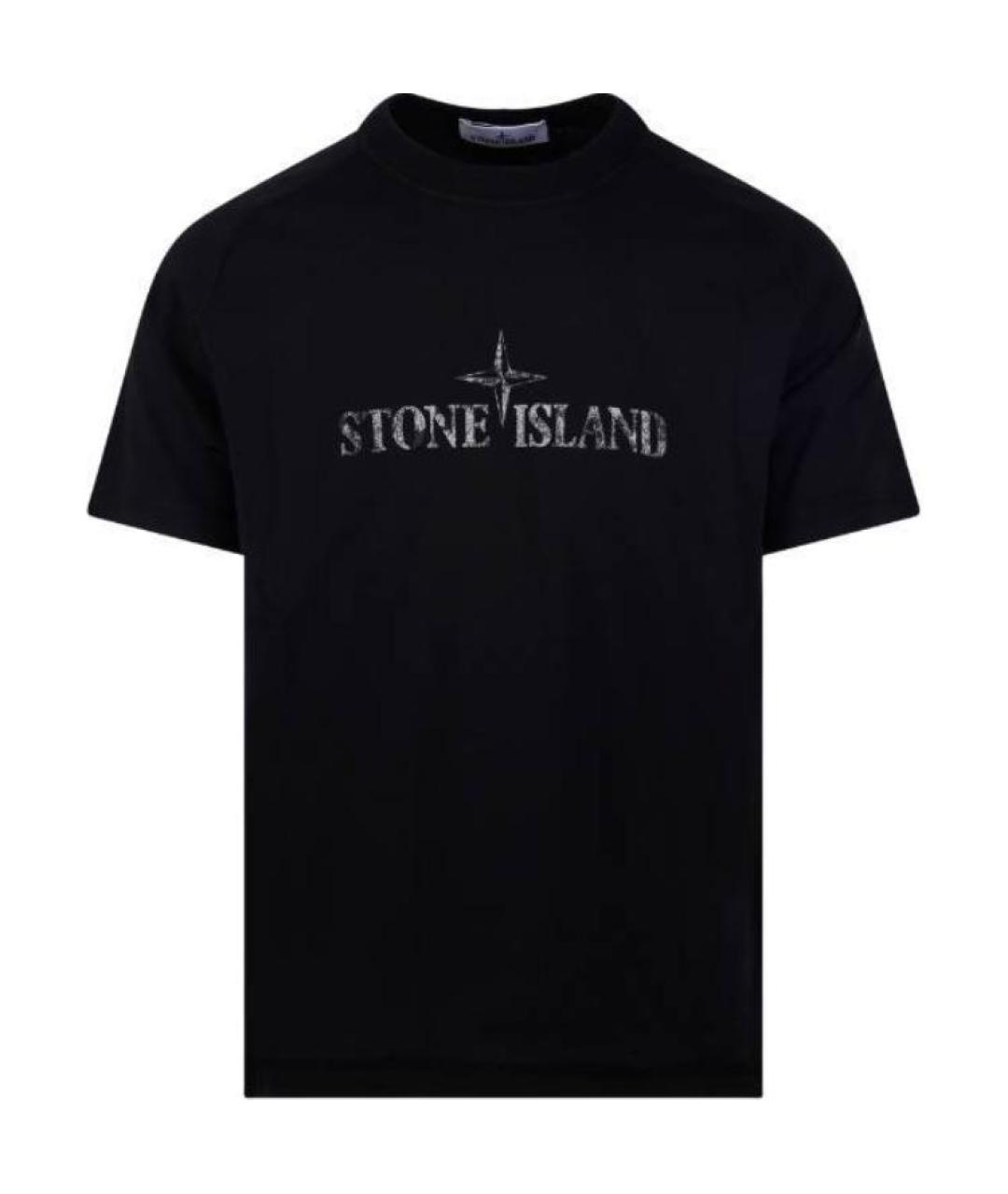 STONE ISLAND Черная хлопковая футболка, фото 1