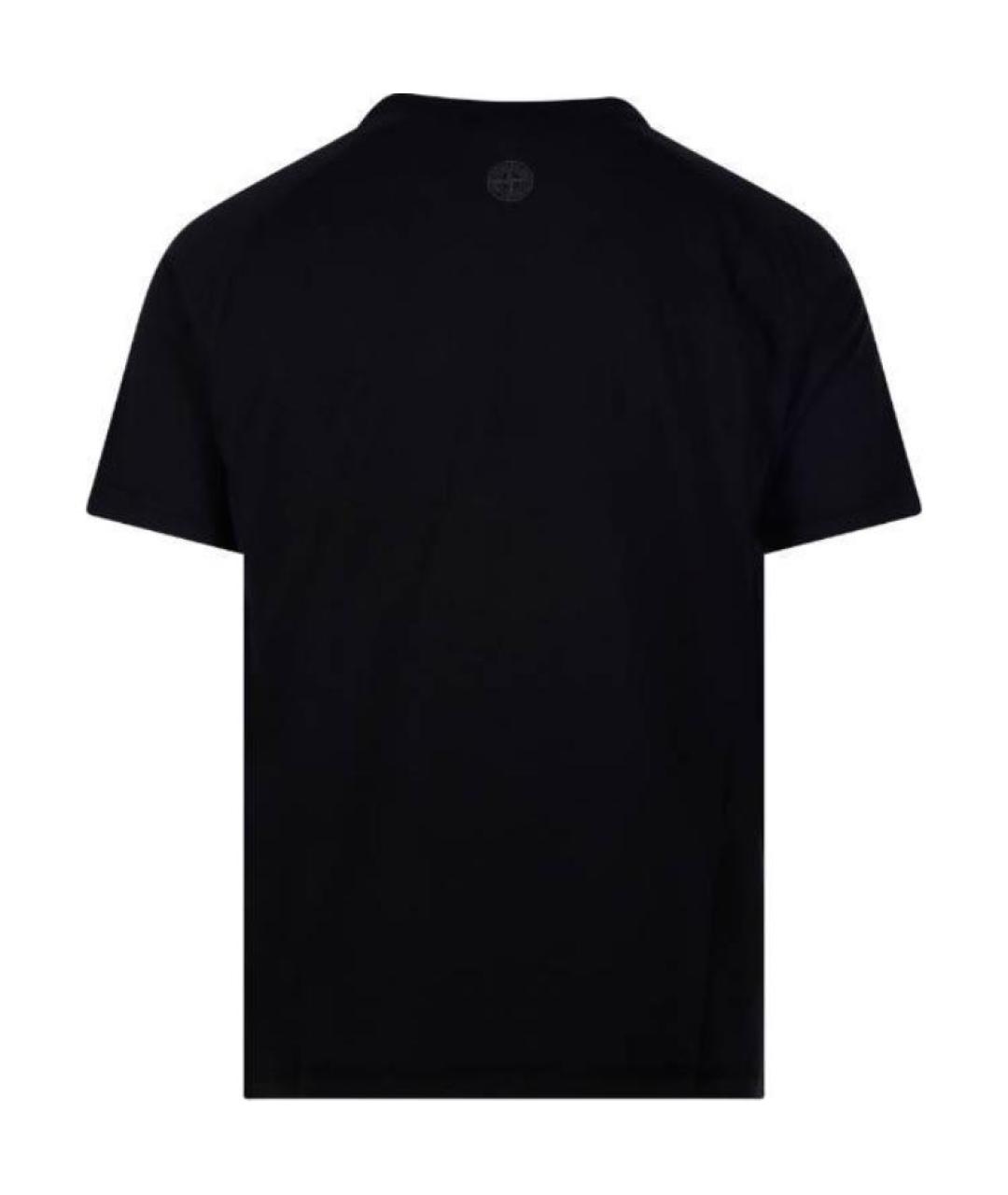 STONE ISLAND Черная хлопковая футболка, фото 2