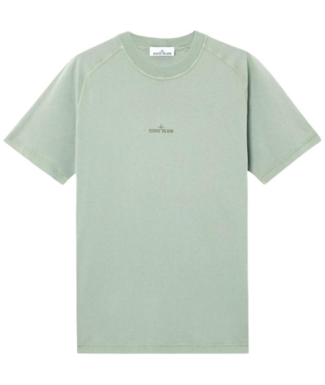 STONE ISLAND Салатовая хлопковая футболка, фото 1