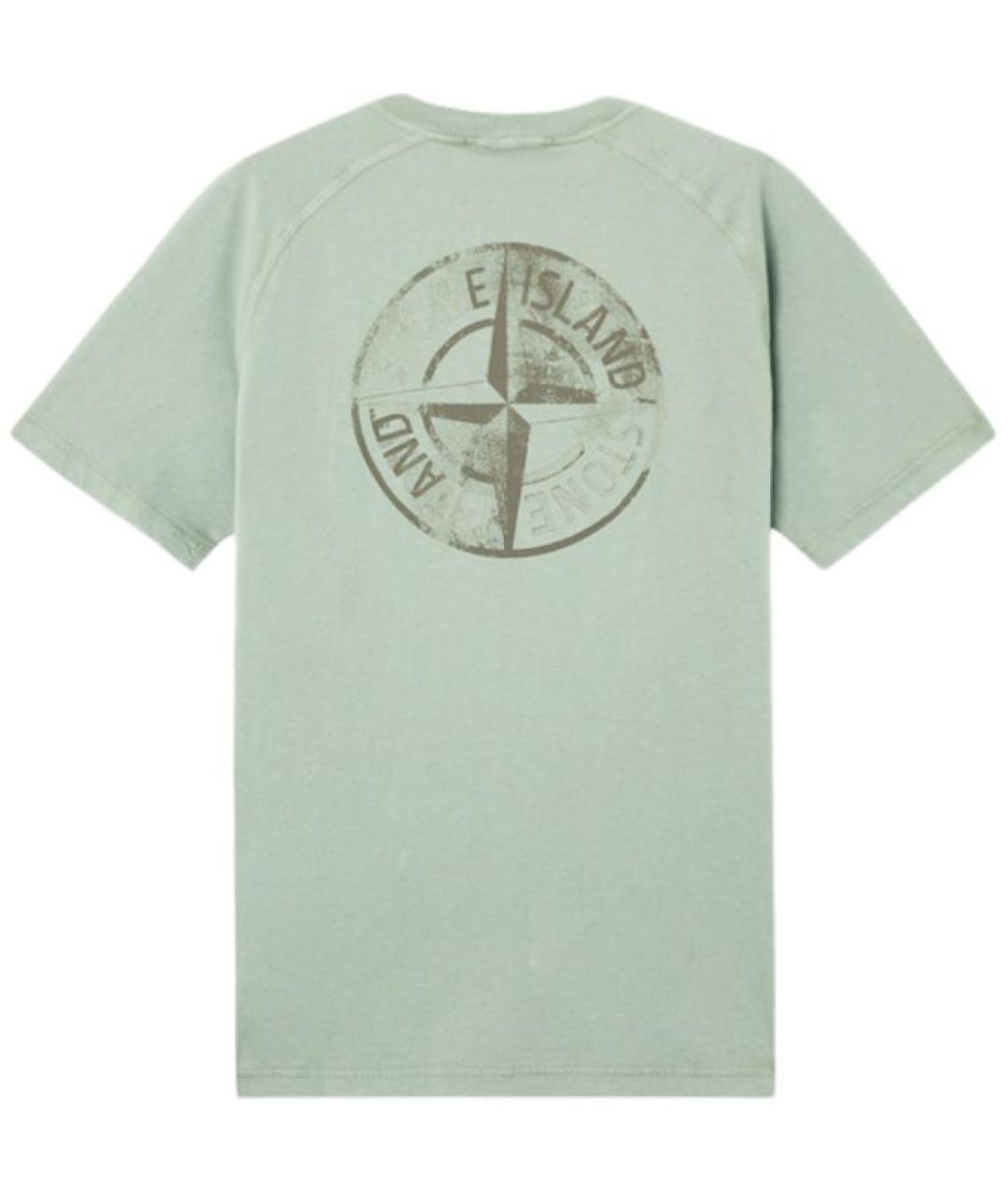 STONE ISLAND Салатовая хлопковая футболка, фото 2