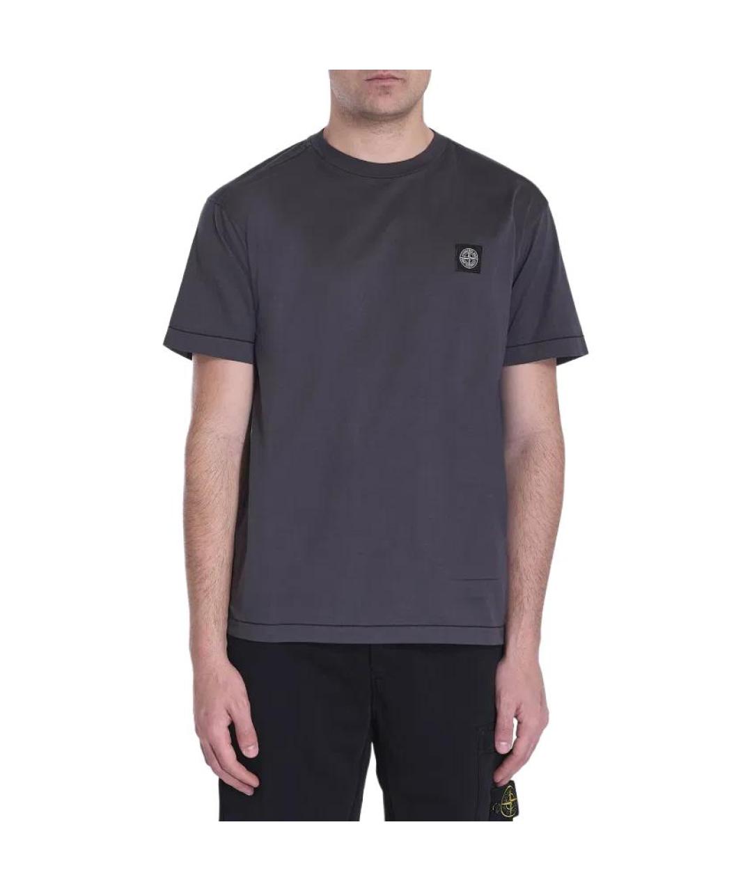 STONE ISLAND Серая хлопковая футболка, фото 3