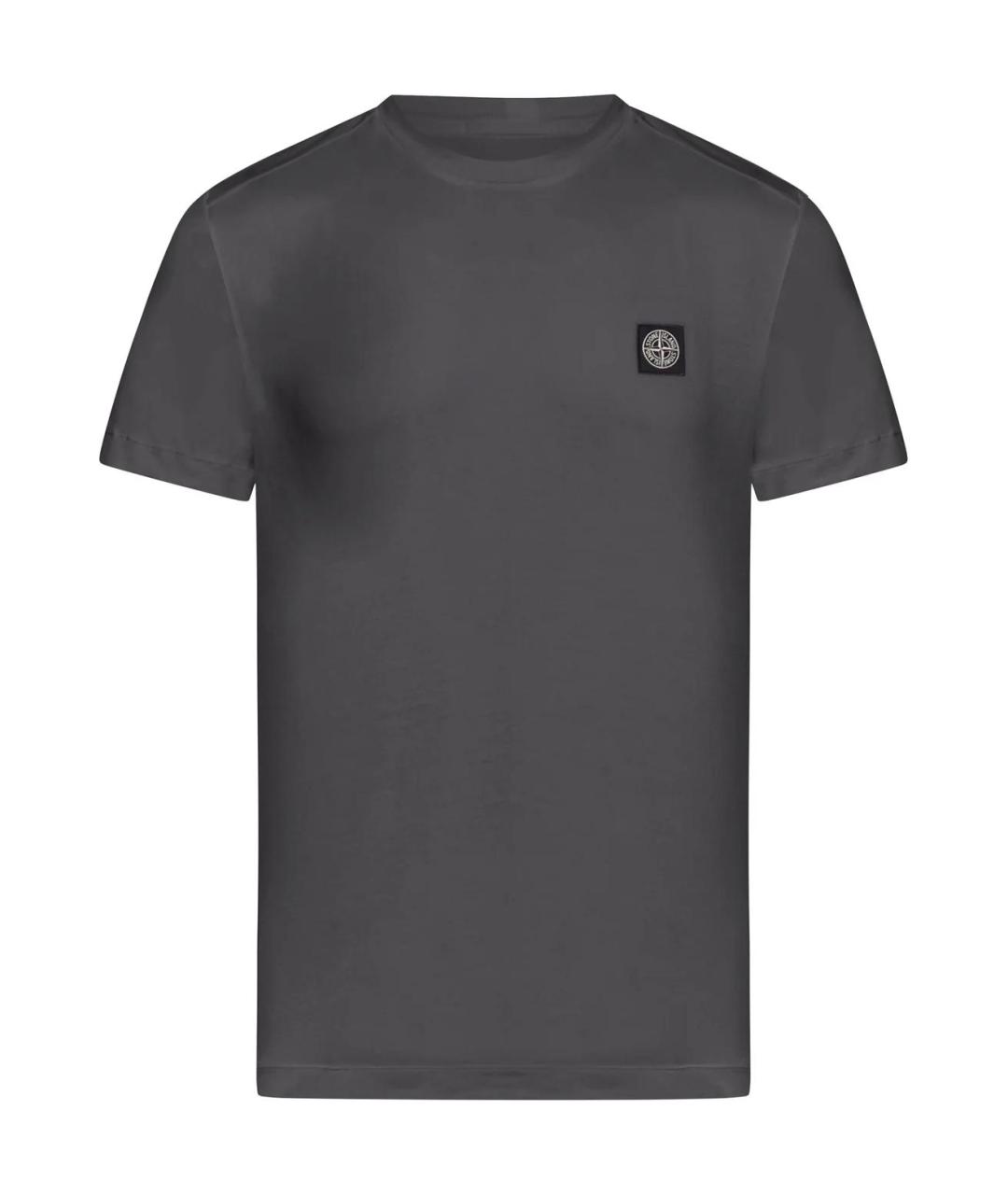 STONE ISLAND Серая хлопковая футболка, фото 1