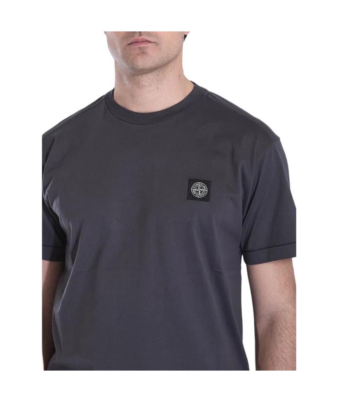 STONE ISLAND Серая хлопковая футболка, фото 5
