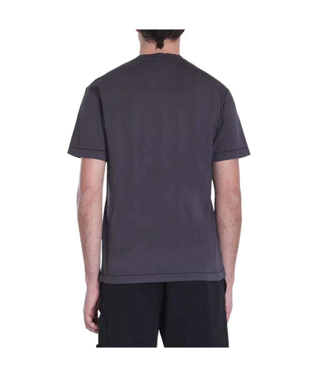 STONE ISLAND Серая хлопковая футболка, фото 4