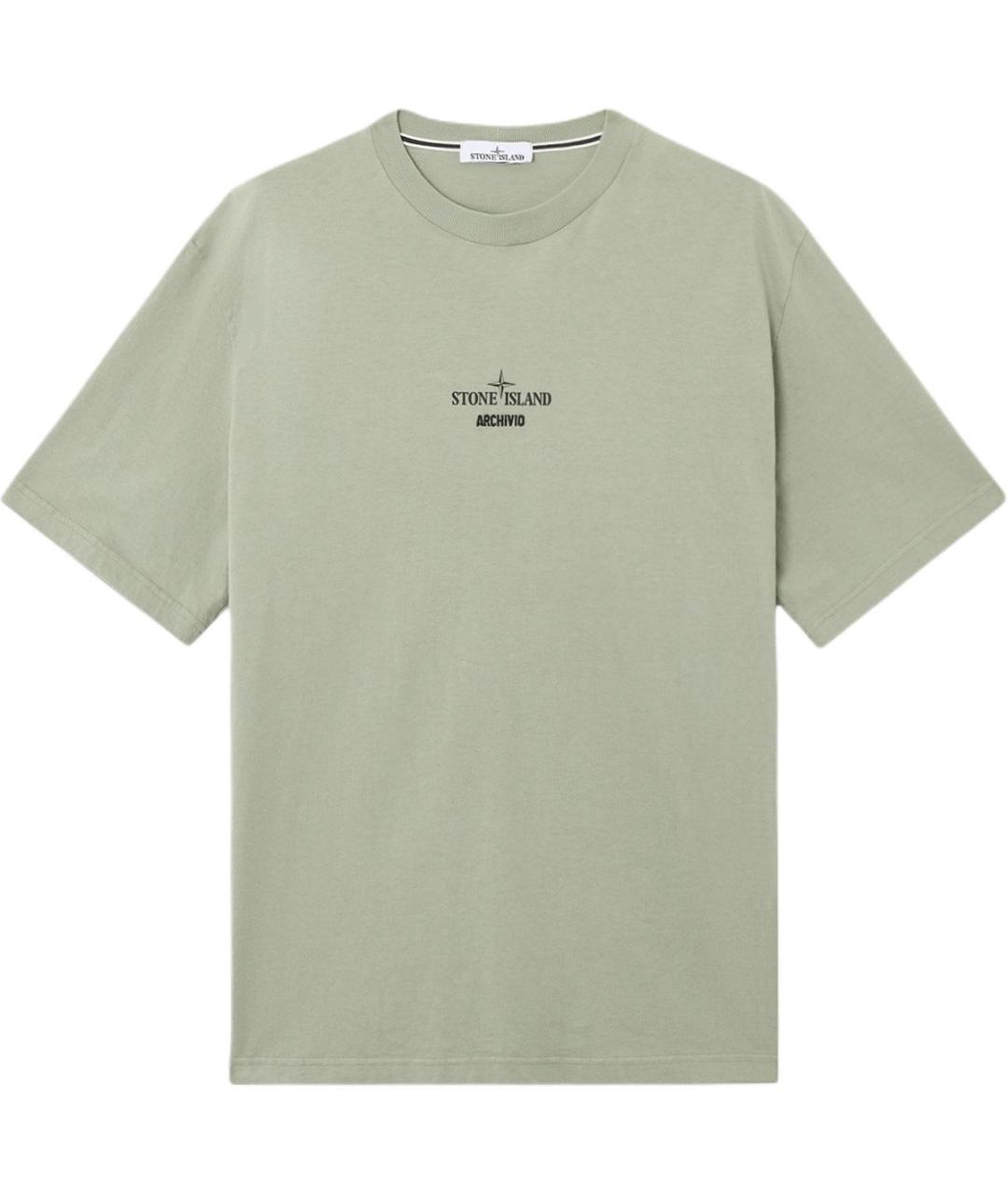 STONE ISLAND Зеленая хлопковая футболка, фото 1
