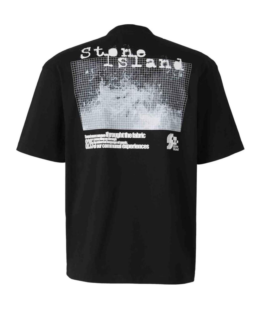 STONE ISLAND Черная хлопковая футболка, фото 2