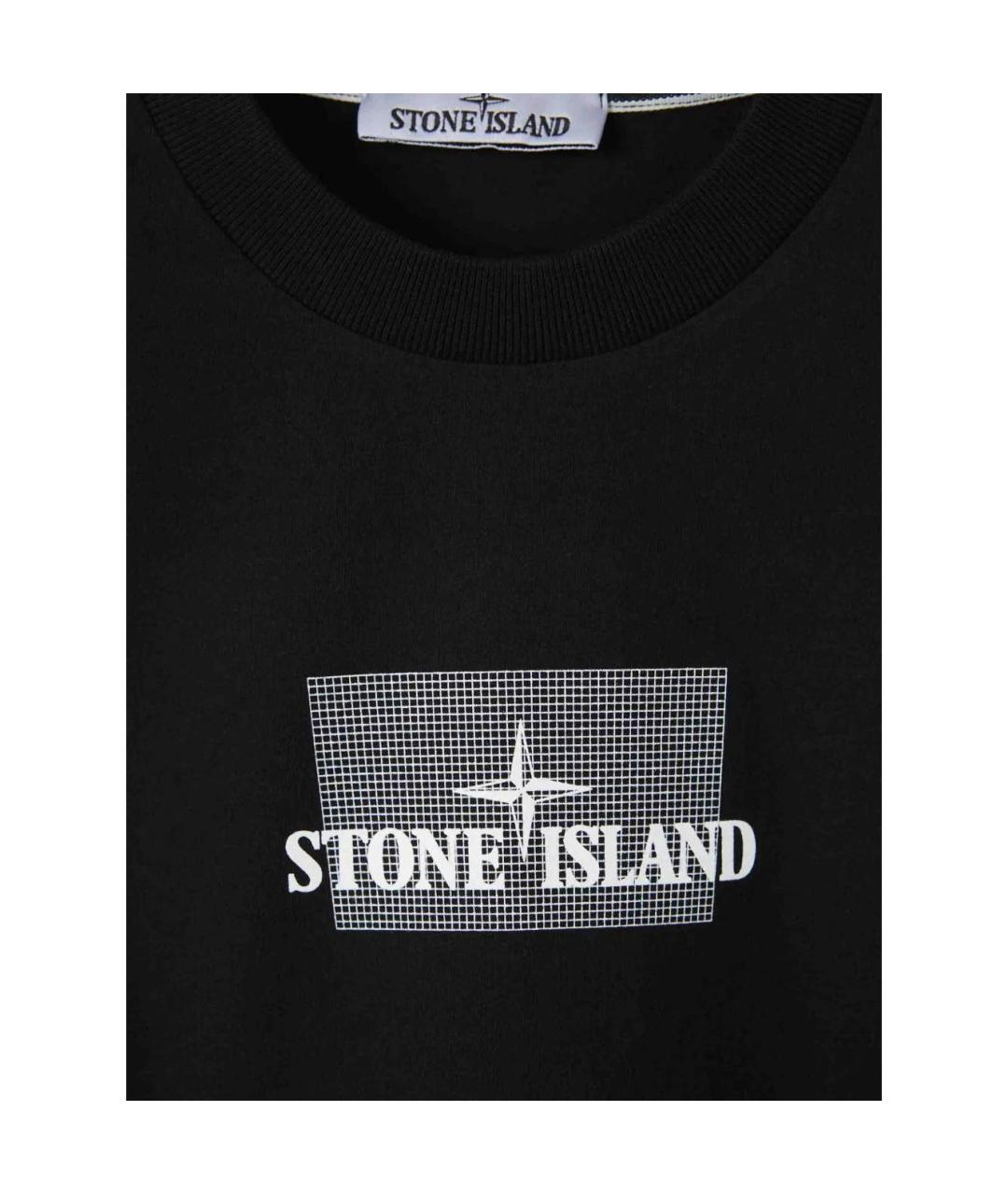 STONE ISLAND Черная хлопковая футболка, фото 4