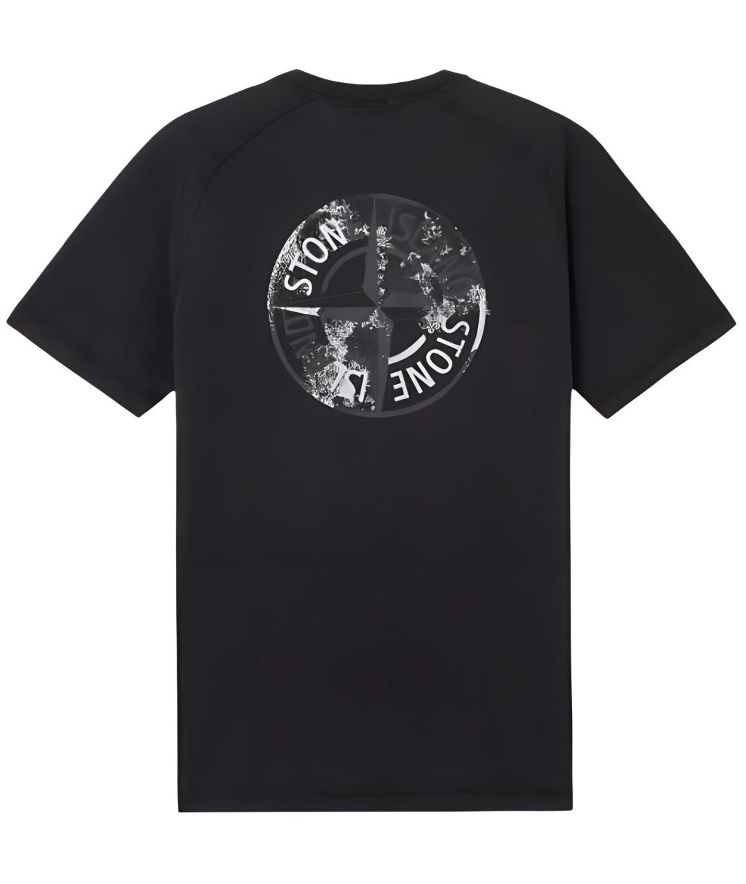 STONE ISLAND Черная хлопковая футболка, фото 2