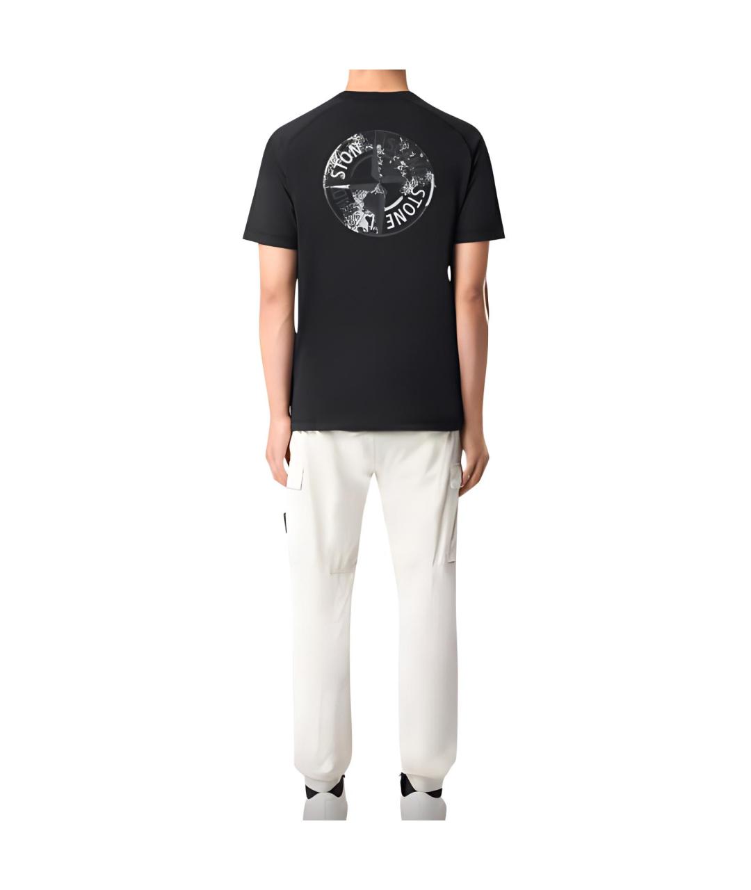 STONE ISLAND Черная хлопковая футболка, фото 4