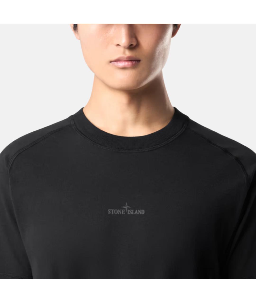 STONE ISLAND Черная хлопковая футболка, фото 5