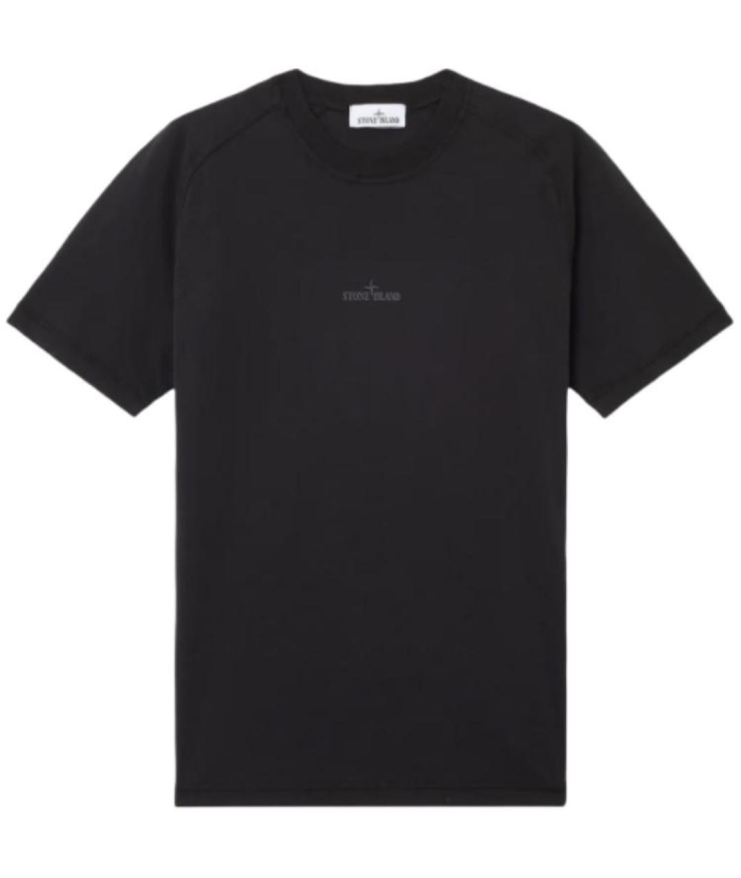 STONE ISLAND Черная хлопковая футболка, фото 1